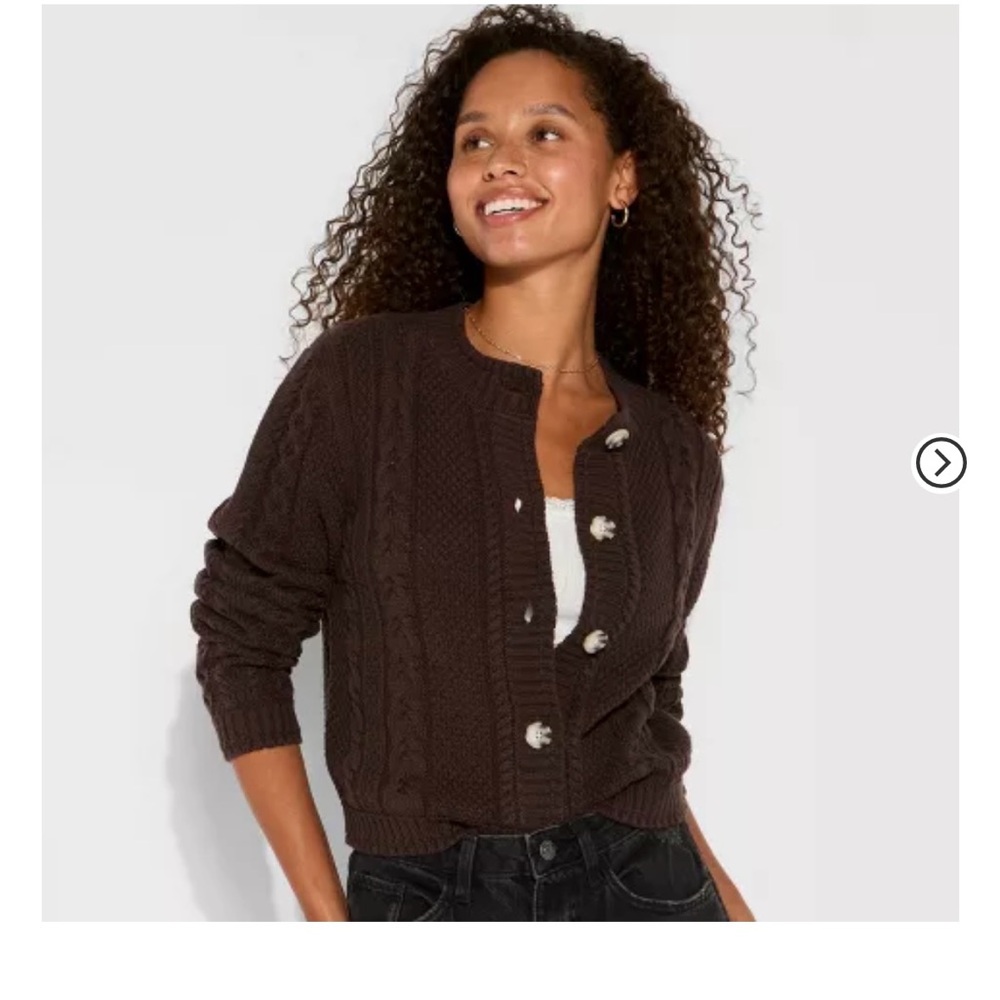Wild Fable Dark Brown Cable Knit Cardigan